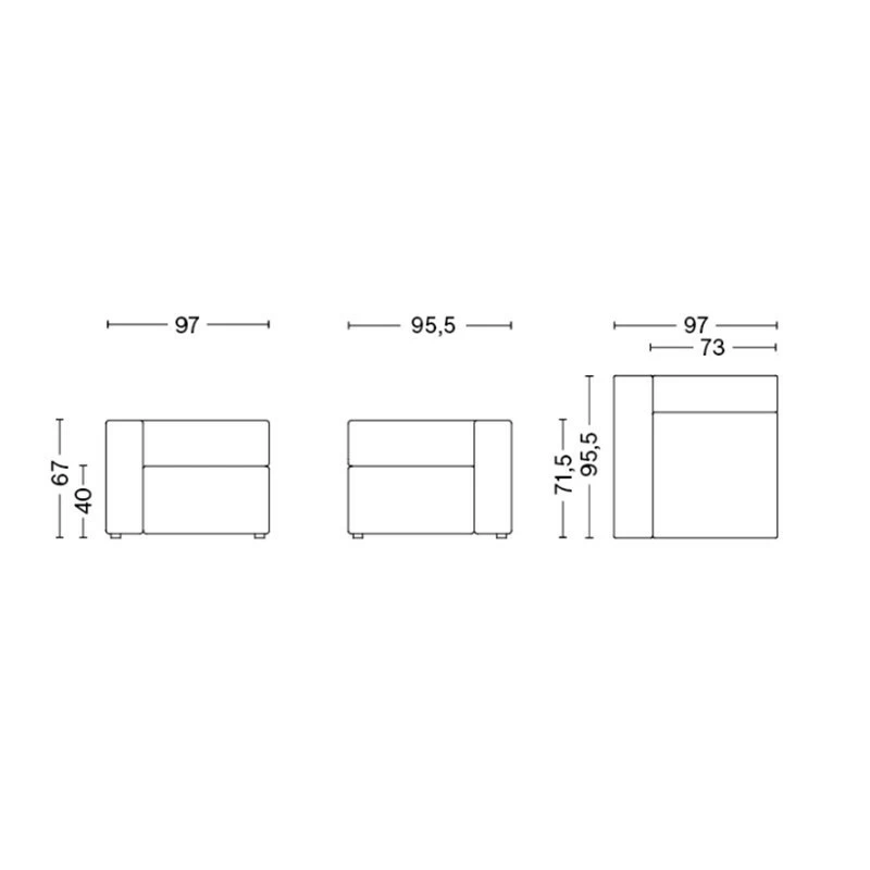 Hay Mags Sofa-Modul Links Schmal 97x95,5cm 7 Hay Mags Sofa-Modul Links Schmal 97x95,5cm – Bild 5