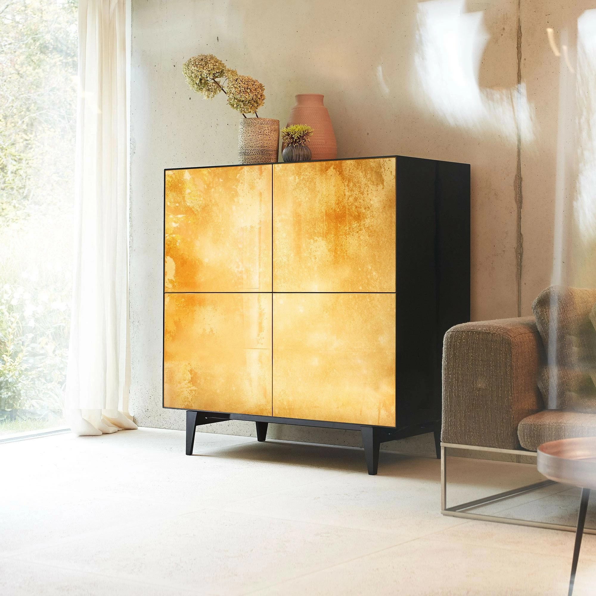 Piure Nex Glamour Gold Sideboard 110,5x48x109,3cm 4 Piure Nex Glamour Gold Sideboard 110,5x48x109,3cm – Bild 2