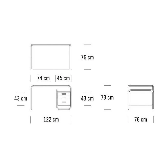 Thonet S 285/2 Schreibtisch 5 Thonet S 285/2 Schreibtisch – Bild 3